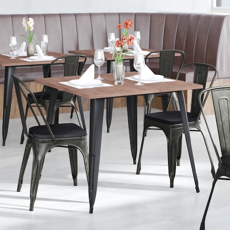 Flash Furniture Aged Black Metal Stack Chair-Black Poly Resin Seat CH-31230-BQ-PL1B-GG